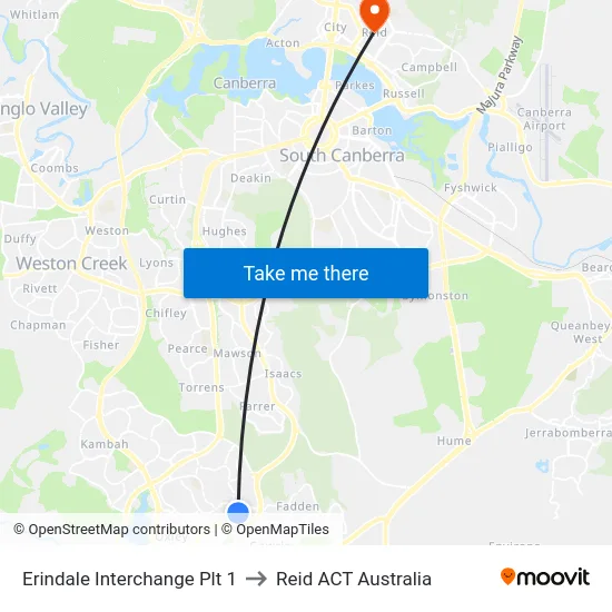 Erindale Interchange Plt 1 to Reid ACT Australia map