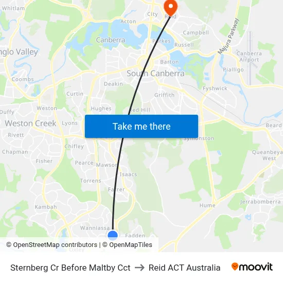 Sternberg Cr Before Maltby Cct to Reid ACT Australia map