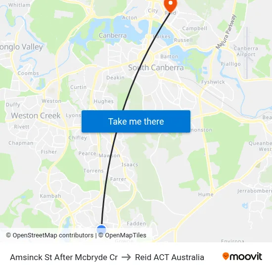 Amsinck St After Mcbryde Cr to Reid ACT Australia map