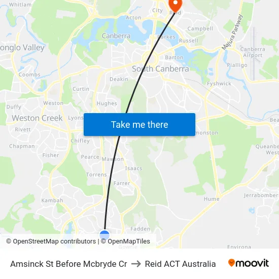 Amsinck St Before Mcbryde Cr to Reid ACT Australia map