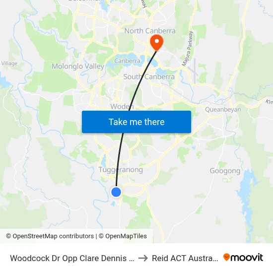 Woodcock Dr Opp Clare Dennis Av to Reid ACT Australia map