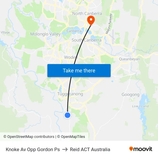 Knoke Av Opp Gordon Ps to Reid ACT Australia map