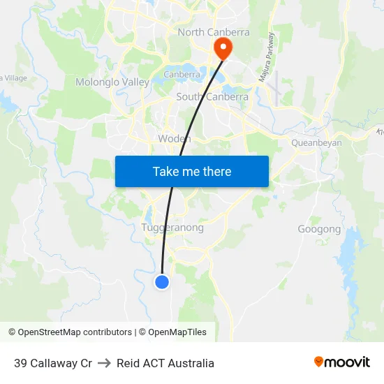 39 Callaway Cr to Reid ACT Australia map