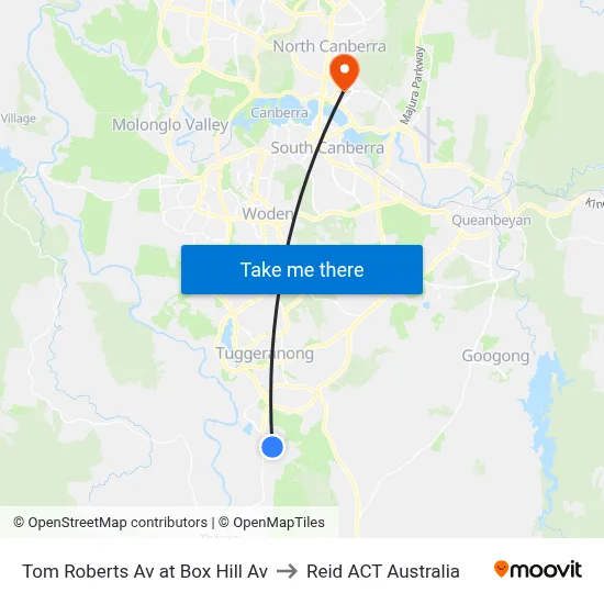 Tom Roberts Av at Box Hill Av to Reid ACT Australia map