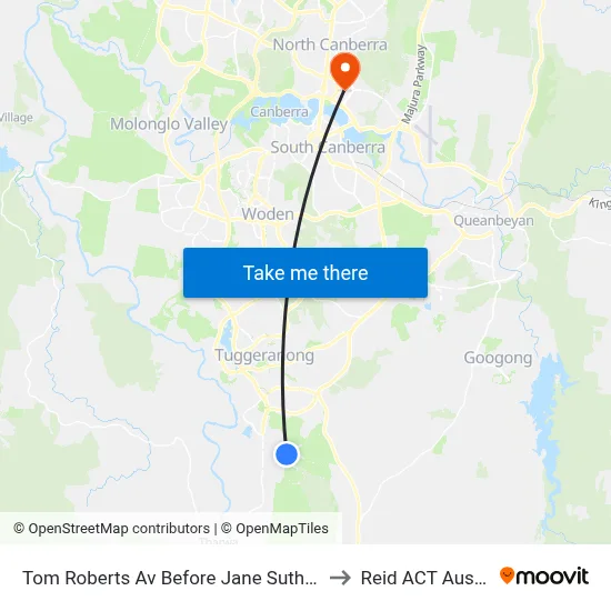 Tom Roberts Av Before Jane Sutherland St to Reid ACT Australia map