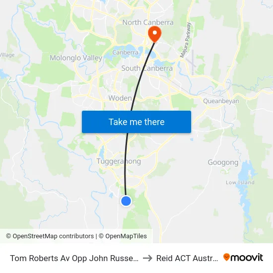 Tom Roberts Av Opp John Russell Cct to Reid ACT Australia map