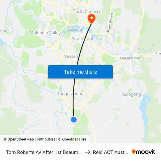 Tom Roberts Av After 1st Beaumaris St to Reid ACT Australia map