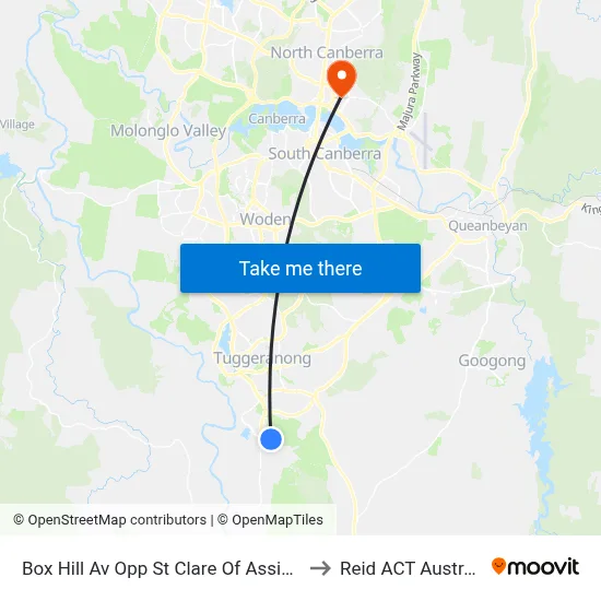Box Hill Av Opp St Clare Of Assisi Ps to Reid ACT Australia map
