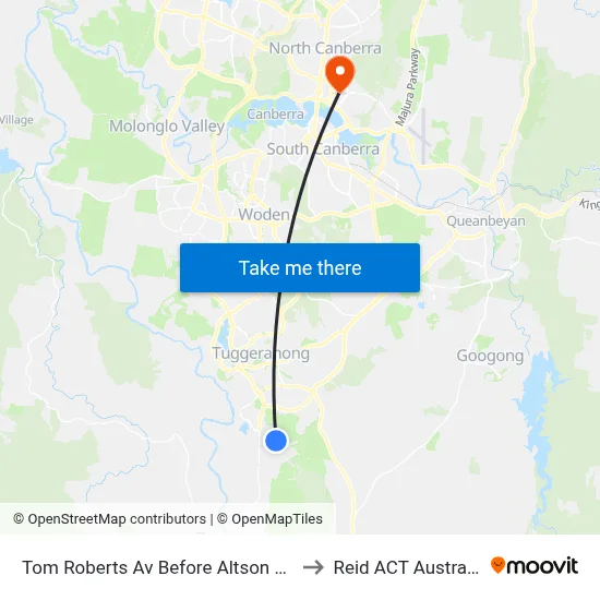 Tom Roberts Av Before Altson Cct to Reid ACT Australia map