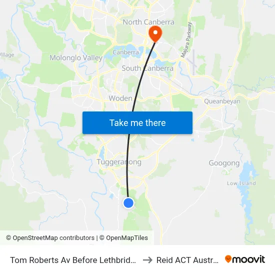 Tom Roberts Av Before Lethbridge St to Reid ACT Australia map