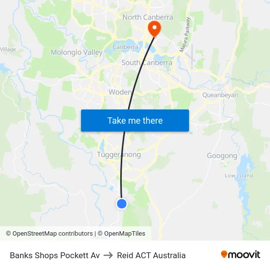 Banks Shops Pockett Av to Reid ACT Australia map
