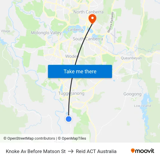Knoke Av Before Matson St to Reid ACT Australia map