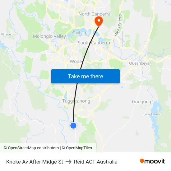 Knoke Av After Midge St to Reid ACT Australia map