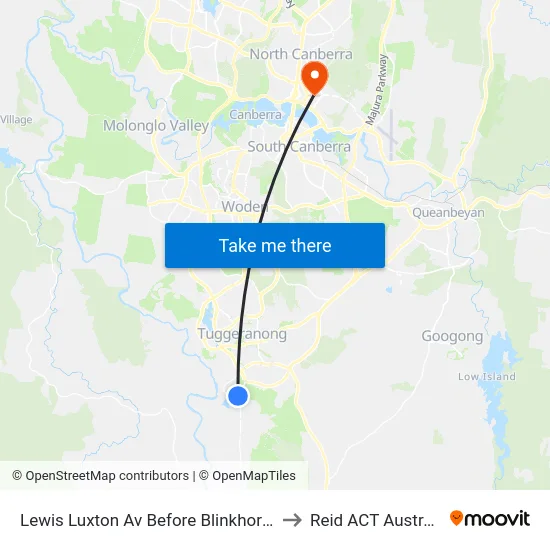 Lewis Luxton Av Before Blinkhorn Pl to Reid ACT Australia map