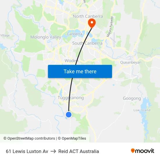 61 Lewis Luxton Av to Reid ACT Australia map