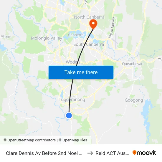 Clare Dennis Av Before 2nd Noel Ryan Gdn to Reid ACT Australia map