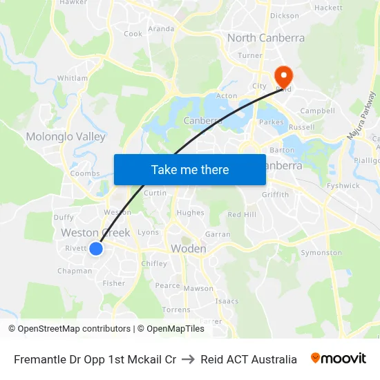 Fremantle Dr Opp 1st Mckail Cr to Reid ACT Australia map