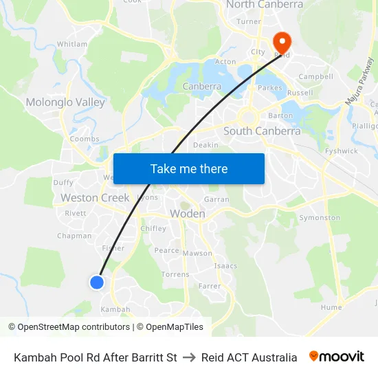 Kambah Pool Rd After Barritt St to Reid ACT Australia map