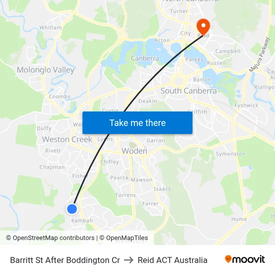 Barritt St After Boddington Cr to Reid ACT Australia map