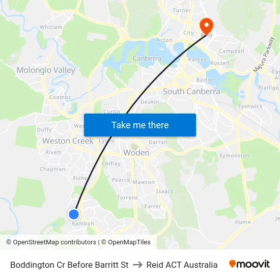 Boddington Cr Before Barritt St to Reid ACT Australia map