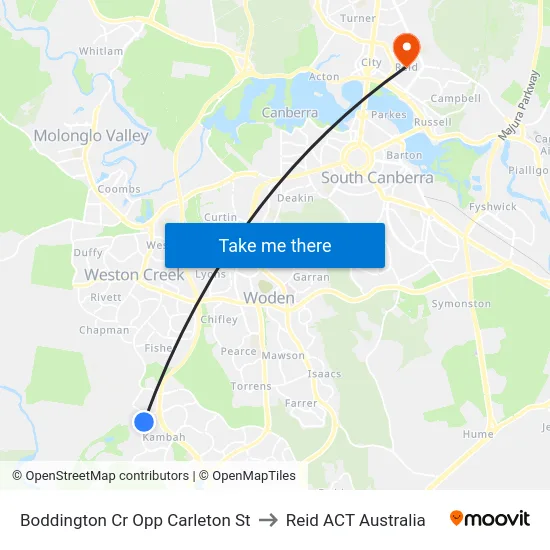 Boddington Cr Opp Carleton St to Reid ACT Australia map