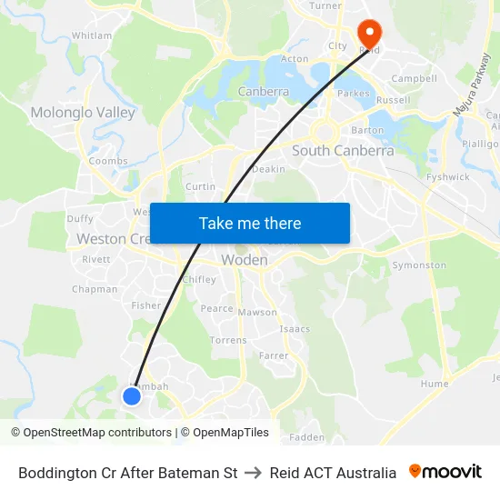 Boddington Cr After Bateman St to Reid ACT Australia map