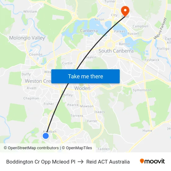 Boddington Cr Opp Mcleod Pl to Reid ACT Australia map