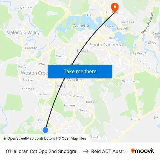 O'Halloran Cct Opp 2nd Snodgrass Cr to Reid ACT Australia map