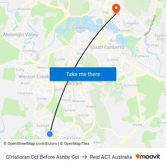 O'Halloran Cct Before Ashby Cct to Reid ACT Australia map
