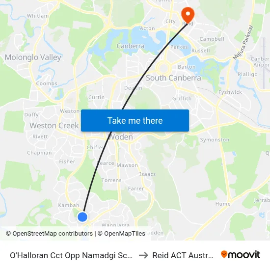 O'Halloran Cct Opp Namadgi School to Reid ACT Australia map