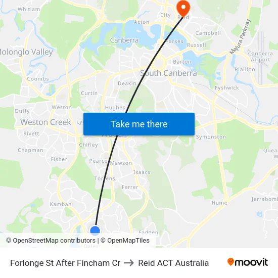 Forlonge St After Fincham Cr to Reid ACT Australia map