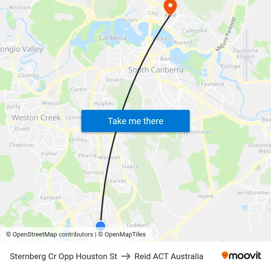 Sternberg Cr Opp Houston St to Reid ACT Australia map