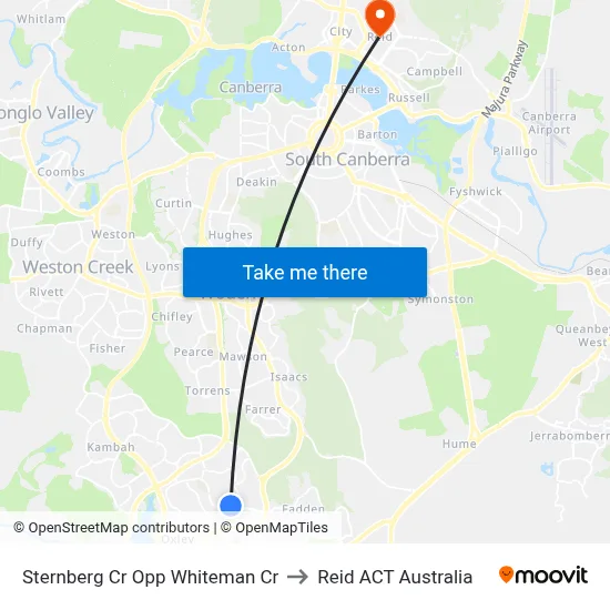 Sternberg Cr Opp Whiteman Cr to Reid ACT Australia map