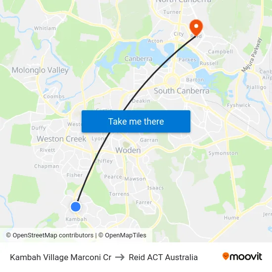 Kambah Village Marconi Cr to Reid ACT Australia map