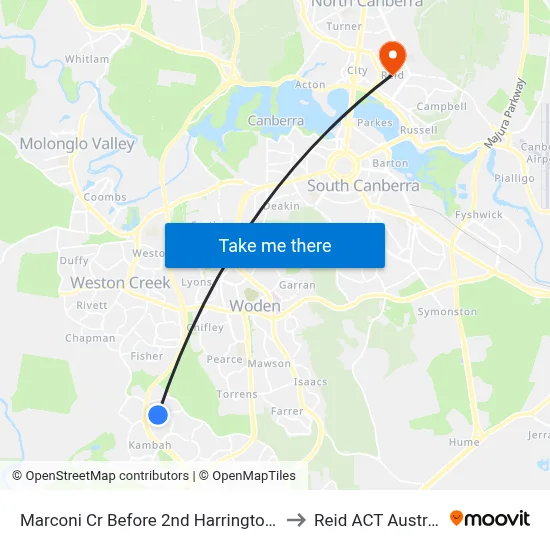 Marconi Cr Before 2nd Harrington Cct to Reid ACT Australia map