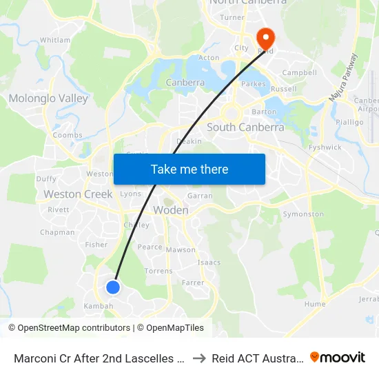 Marconi Cr After 2nd Lascelles Cct to Reid ACT Australia map