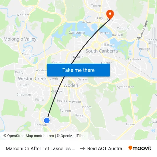 Marconi Cr After 1st Lascelles Cct to Reid ACT Australia map