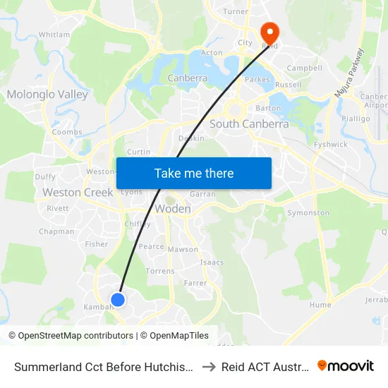 Summerland Cct Before Hutchison Cr to Reid ACT Australia map