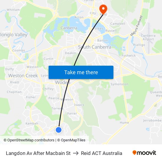 Langdon Av After Macbain St to Reid ACT Australia map