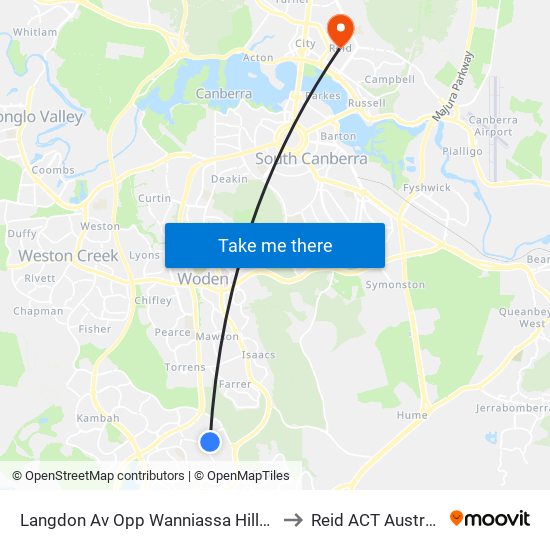 Langdon Av Opp Wanniassa Hills Ps to Reid ACT Australia map