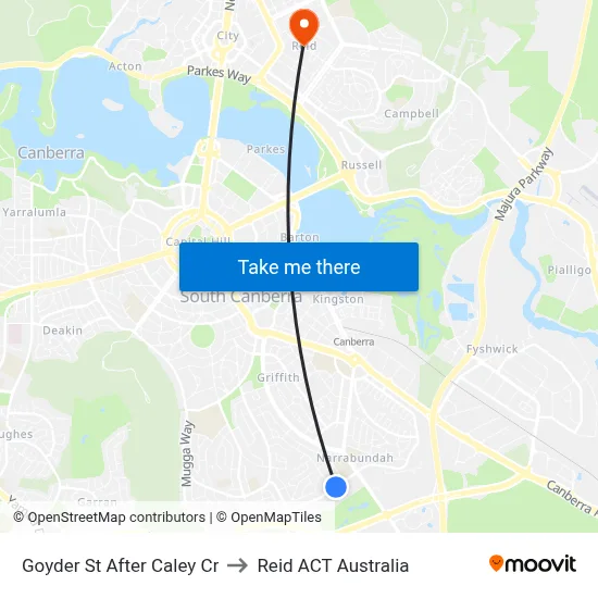 Goyder St After Caley Cr to Reid ACT Australia map