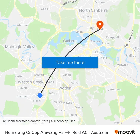 Nemarang Cr Opp Arawang Ps to Reid ACT Australia map