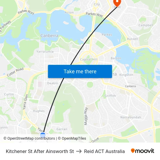 Kitchener St After Ainsworth St to Reid ACT Australia map