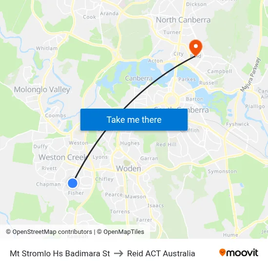 Mt Stromlo Hs Badimara St to Reid ACT Australia map