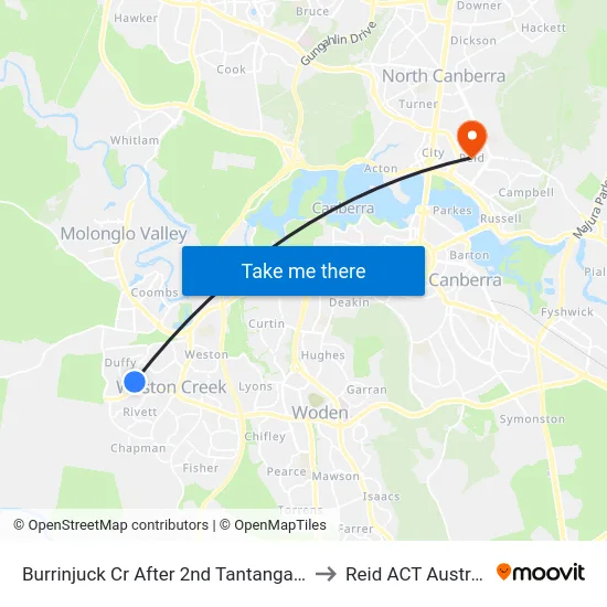 Burrinjuck Cr After 2nd Tantangara St to Reid ACT Australia map