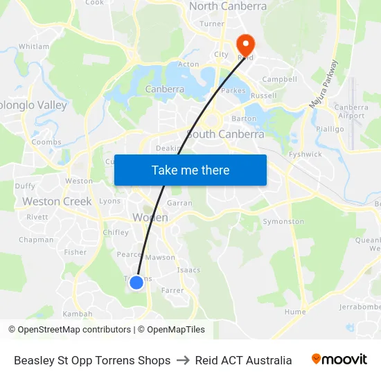 Beasley St Opp Torrens Shops to Reid ACT Australia map