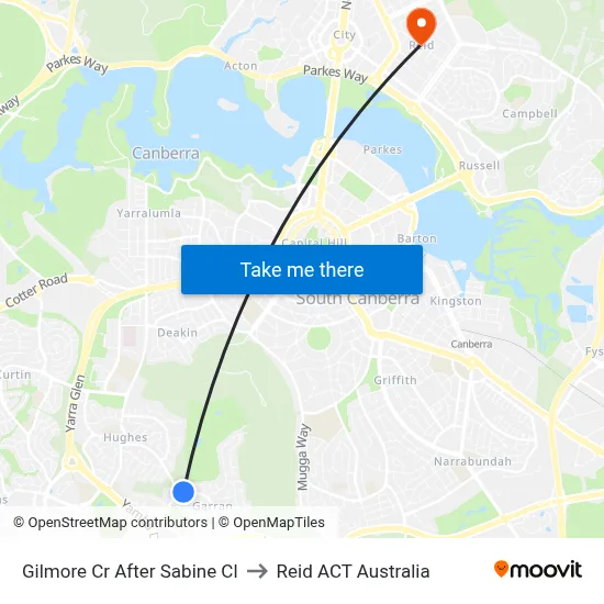 Gilmore Cr After Sabine Cl to Reid ACT Australia map