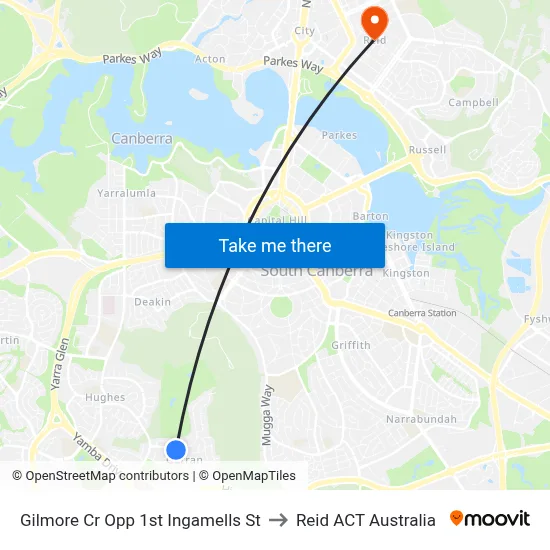 Gilmore Cr Opp 1st Ingamells St to Reid ACT Australia map