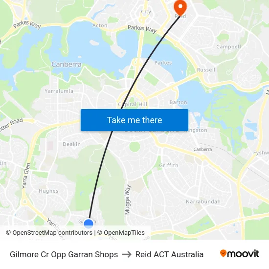 Gilmore Cr Opp Garran Shops to Reid ACT Australia map