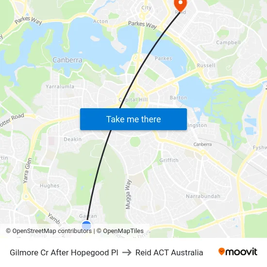 Gilmore Cr After Hopegood Pl to Reid ACT Australia map